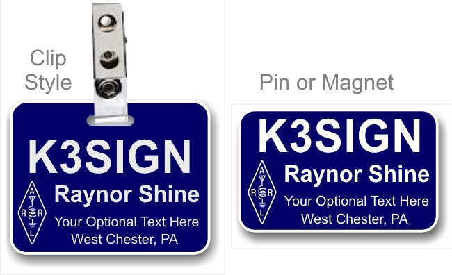 HAM Radio Callsign Name Badge Square HAM Radio Callsign Name Badge Square